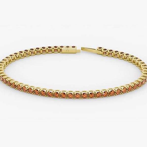 Orange Sapphire Tennis Bracelet 5.90 Carats Jewelr - Picture 1 of 3